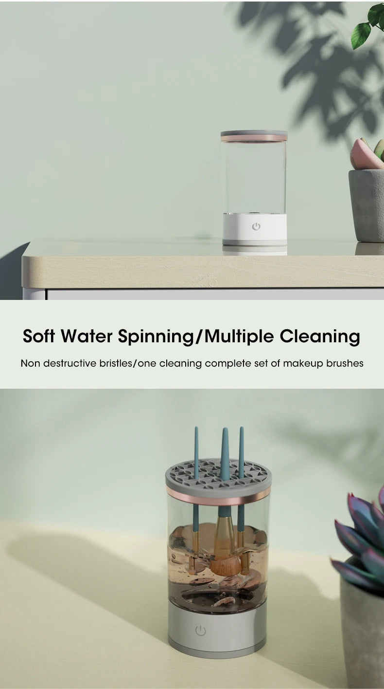 Electric Makeup Brush Cleaner Rechargeable Makeup Brushes Cleaning Tool Automatic Makeup Brush Cleaning Stand Device