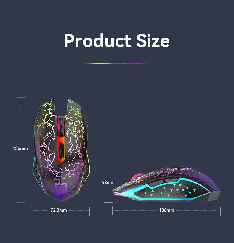 Bluetooth 5.2 Mouse RGB 2.4G Wireless Mouse Dual-Mode Gaming Mouse 6 Buttons Silent Mouse For MacBook Tablet Laptops Computer