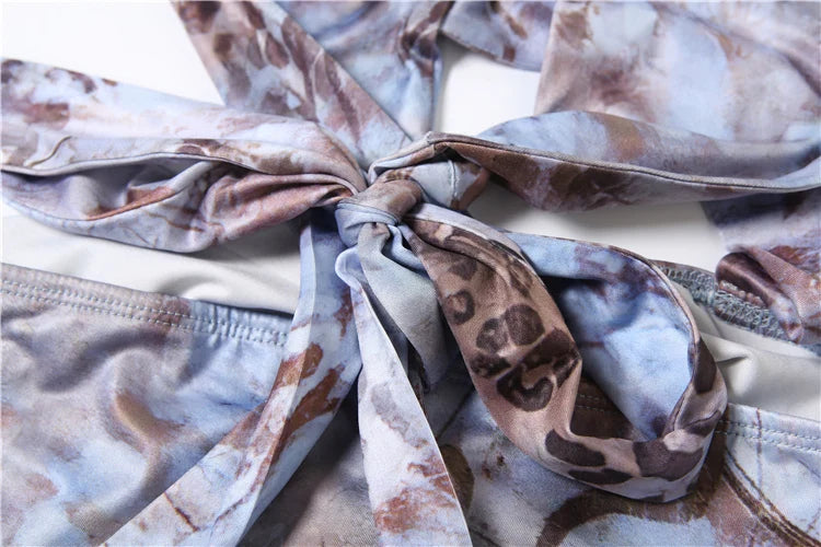 Nibber Irregular Ruched Gradient Print Women Dress Y2K Halter Fashion Backless Sleeveless Sexy Slim Vacation Clubwear Vestidos