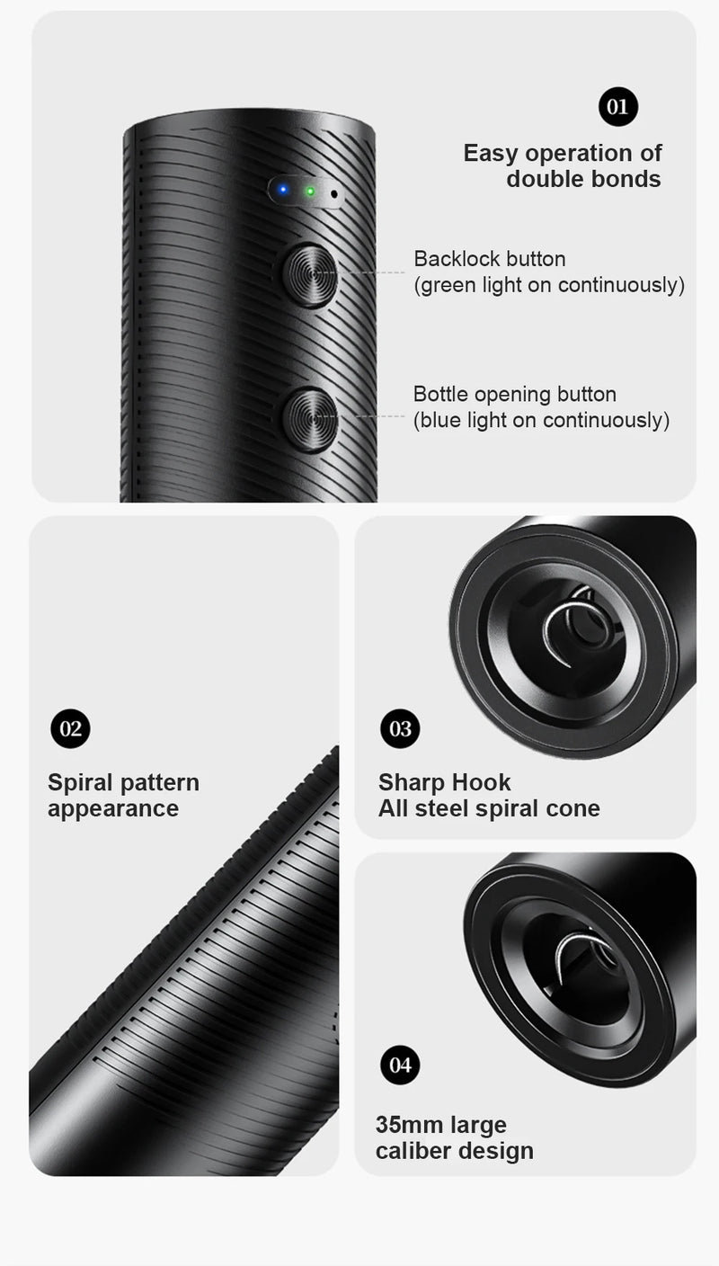 Rechargeable Electric Wine Bottle Opener Set Automatic Red Wine Corkscrew USB Charging Wine Opener Wine Tools Kitchen Products ﻿