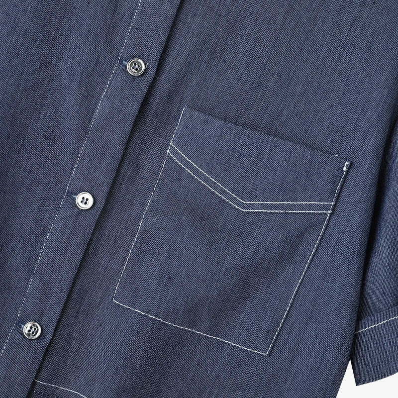 ZANZEA Women Denim Shirt Dress 2025 Summer Fashion Short Sleeve Sundress Solid Pockets Robe Casual Turn Down Collar Mini Dresses