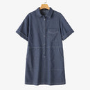 ZANZEA Women Denim Shirt Dress 2025 Summer Fashion Short Sleeve Sundress Solid Pockets Robe Casual Turn Down Collar Mini Dresses