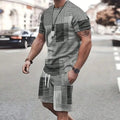 2025 Fashion new Men's sports shorts Short sleeve T-shirt style casual shorts set Retro cool breathable and two piece set