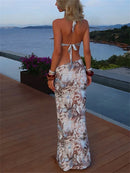 Nibber Irregular Ruched Gradient Print Women Dress Y2K Halter Fashion Backless Sleeveless Sexy Slim Vacation Clubwear Vestidos