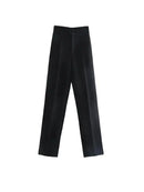 TRZA Women Chic Fashion Office Wear Straight Pants Vintage High Waist Zipper Fly Female Trousers Mujer