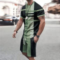 2025 Fashion new Men's sports shorts Short sleeve T-shirt style casual shorts set Retro cool breathable and two piece set