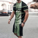 2025 Fashion new Men's sports shorts Short sleeve T-shirt style casual shorts set Retro cool breathable and two piece set