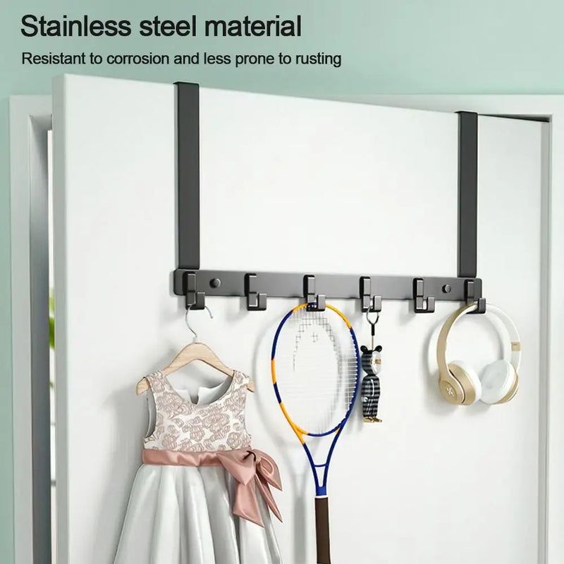 Storage Hooks Over The Door 6 Hooks Clothes Coat Hat Towel Hanger Home Organizer Rack Bathroom Kitchen Accessories Holder
