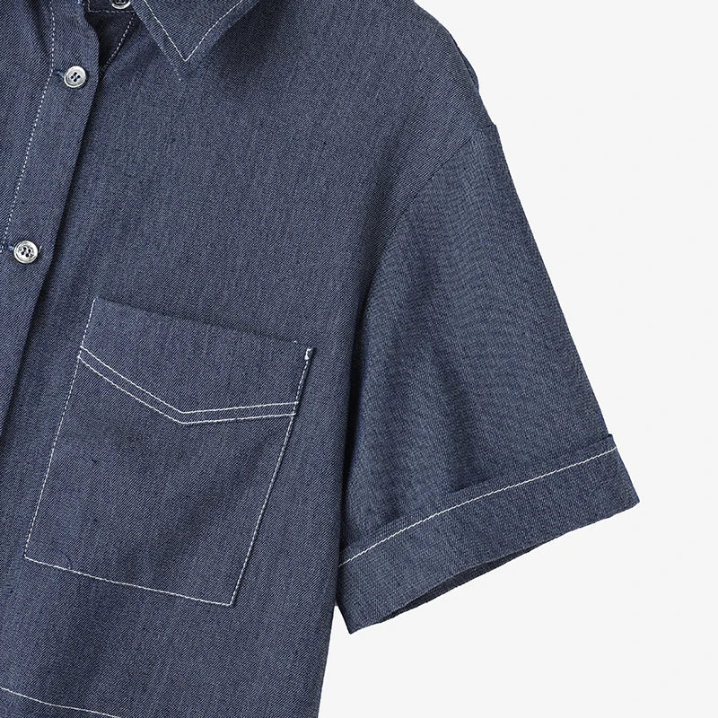 ZANZEA Women Denim Shirt Dress 2025 Summer Fashion Short Sleeve Sundress Solid Pockets Robe Casual Turn Down Collar Mini Dresses