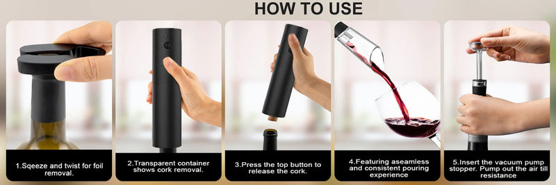 Rechargeable Electric Wine Bottle Opener Set Automatic Red Wine Corkscrew USB Charging Wine Opener Wine Tools Kitchen Products ﻿