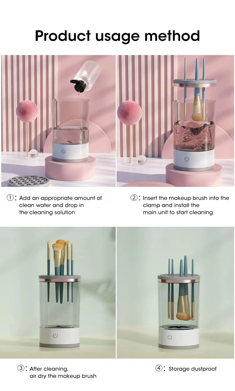 Electric Makeup Brush Cleaner Rechargeable Makeup Brushes Cleaning Tool Automatic Makeup Brush Cleaning Stand Device