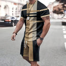 2025 Fashion new Men's sports shorts Short sleeve T-shirt style casual shorts set Retro cool breathable and two piece set